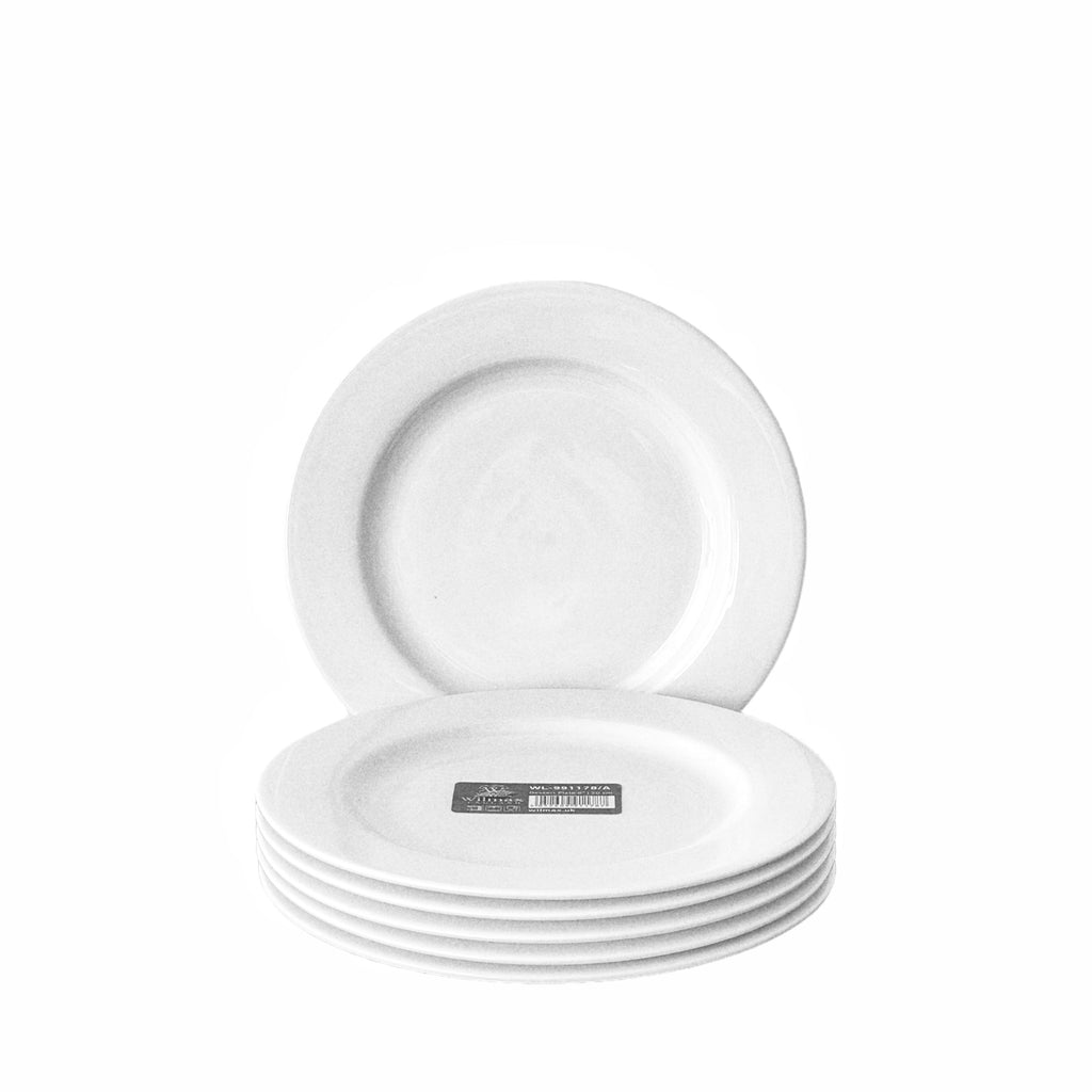  Vikko Plato llano, juego de 6 platos blancos, porcelana fina, platos  llanos apilables de 10 pulgadas, apto para lavavajillas : Hogar y Cocina